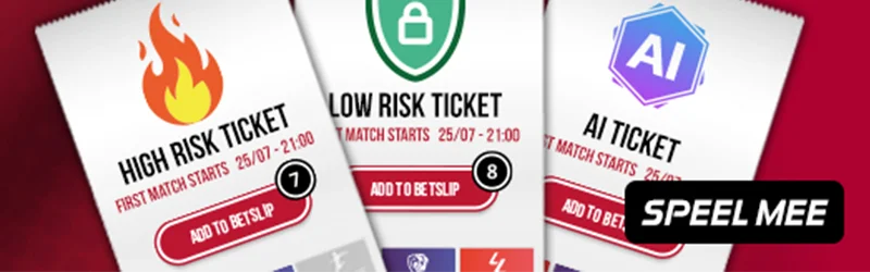 Dagelijks ticket Daily Ticket Hub op Betcenter met selectie van wedstrijden en odds voor online wedden België.