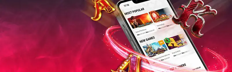 Aperçu de l’application mobile Jackpots.ch affichée sur smartphone, avec accès aux jeux et fonctionnalités du casino suisse.