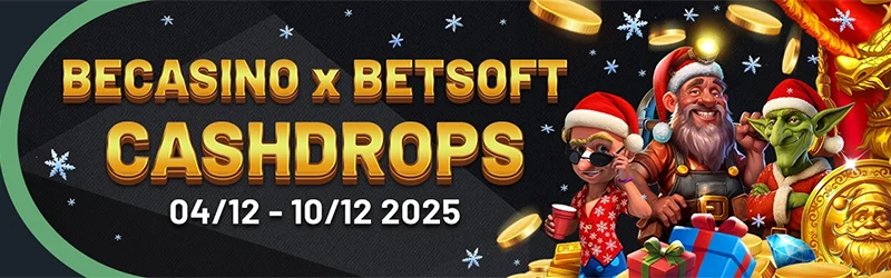 Visuel Betsoft Cashdrops avec roue de fortune et prix instantanés sur casino belge BeCasino.