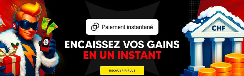 llustration des paiements instantanés Swiss4Win montrant une validation de retrait en quelques secondes via carte bancaire ou virement suisse