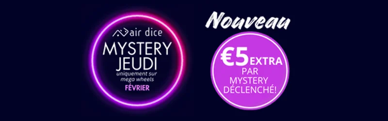 Promotion Magic Betting sur Mega Wheels casino : déclenchez un Mystery Game le jeudi et recevez 5€ bonus en Belgique.