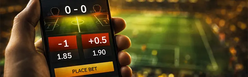 Handicap bij sportweddenschappen op een voetbalwedstrijd bij een online bookmaker in België.