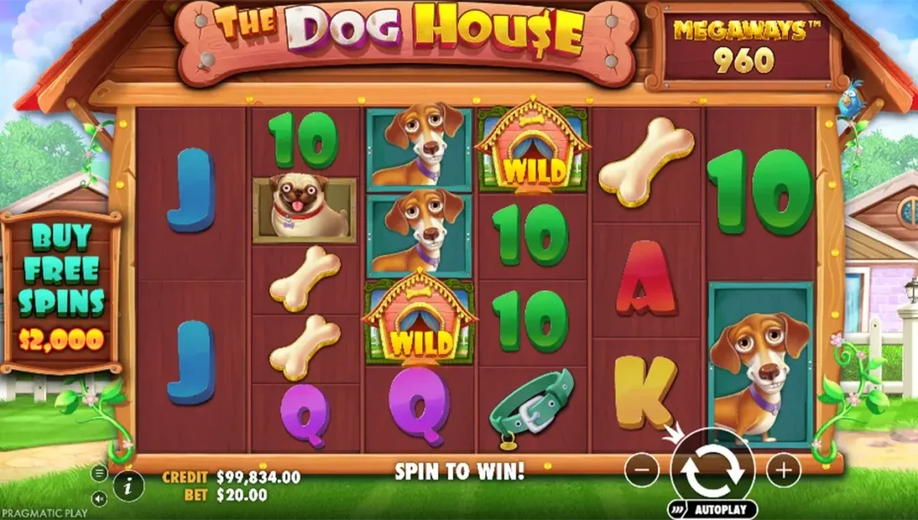 Wilds verrouillés porteurs de multiplicateurs 1× à 3× pendant les tours gratuits de The Dog House Megaways